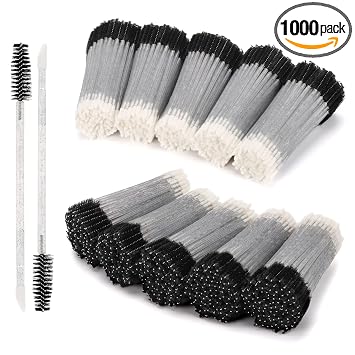 1000 piezas de cepillo de pestañas de doble extremo, cepillo de labios, cepillo de labios desechable negro, aplicador de lápiz labial, cepillo de maquillaje portátil para cejas, labios