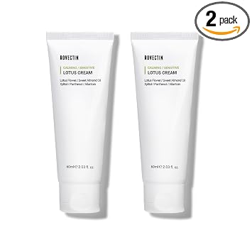 ROVECTIN Crema de agua calmante Lotus - Hidratante facial ligero para pieles grasas y mixtas | 75% extracto de agua de loto para purificar la piel, antienvejecimiento | Cuidado de la piel vegano coreano (2.03 onzas líquidas) [2 unidades]