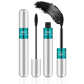 Rímel 2 en 1, 5 veces más largo, cosméticos impermeables para pestañas, efecto natural de alargamiento y engrosamiento, sin grumos, fibra de seda mágica 4D súper fuerte para maquillaje de rímel Vibely