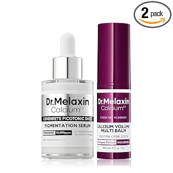 Dr.Melaxin Juego de dúo reafirmante e iluminador: barra de bálsamo múltiple de colágeno + suero picotónico, cuidado de la piel coreano para ojeras, arrugas, manchas oscuras y tono de piel desigual
