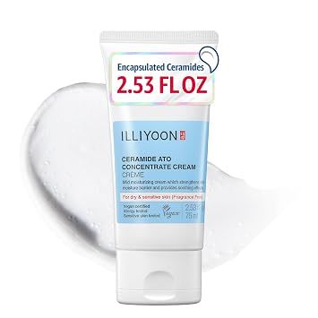 Illiyoon Ceramide Ato Concentrate Cream | Hidratante para piel seca y sensible, hidratación duradera de 100 horas, para cara y cuerpo, suave para bebés, reparación de barrera de humedad, certificado vegano, 2.53 onzas líquidas