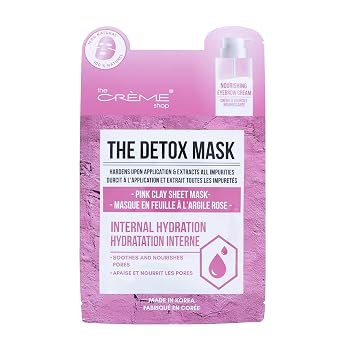 The Crème Shop Belleza coreana para el cuidado de la piel facial completo hoja avanzada diaria esencia natural fácil de usar calmante - Máscara de hoja de arcilla rosa