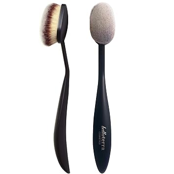 Brocha facial de maquillaje profesional, cepillo facial para maquillaje y contorno de base, cepillo facial corrector de polvo, cepillo de maquillaje ovalado grande Kabuki, fibras sintéticas, mango