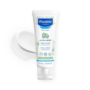 Mustela Hydra Bebe Crema facial – Hidratante diario para bebé con aguacate natural, aceite de jojoba y manteca de karité, 1.35 onzas líquidas. El embalaje puede variar