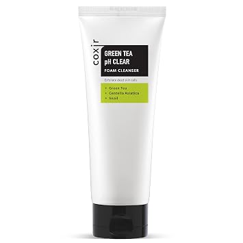 coxir Limpiador de espuma transparente pH Green Tea, fórmula suave, 5.07