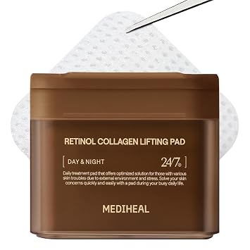 Mediheal Almohadillas Tonificantes [Retinol] - Almohadilla de elevación de colágeno para la rejuvenación y reafirmación de la piel - Almohadillas de elevación para mejorar la textura de la piel - Tela