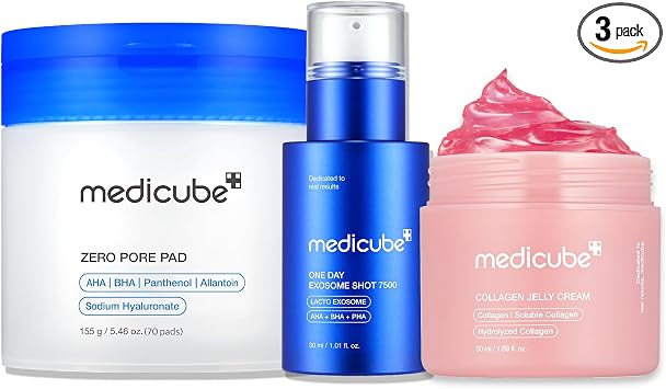 medicube Trío de cuidado de poros y texturas, almohadilla cero poros