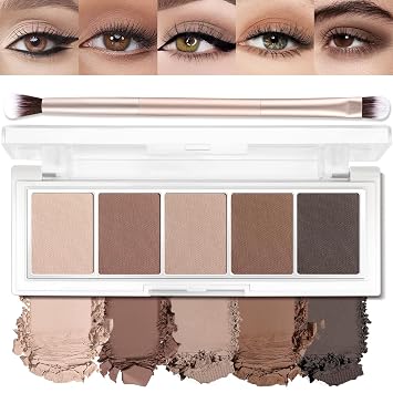 Paleta de sombras de ojos mate de 5 colores - Sombra de ojos marrón oscuro