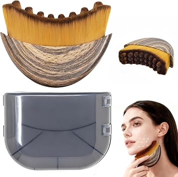 Cepillo facial de contorno linfático, masajeador manual de drenaje linfático, pinceles de maquillaje natural con cerdas suaves duraderas, cepillo de limpieza facial ergonómico hipoalergénico para
