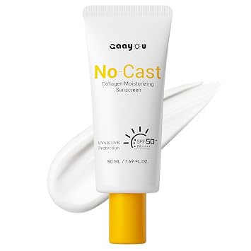 Protector solar hidratante sin fundición SPF50 PA++++ + Colágeno Facial Protector solar coreano con ácido hialurónico, sin aceite, protector solar natural sin fundición blanca para todo tipo de piel