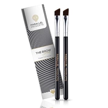 Parallel Products - The BROW Brush - (2 unidades) Cepillo de cejas en ángulo premium para polvo, henna, crema, tinte, maquillaje, gel, laminación y cera