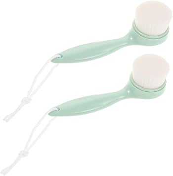 Cepillo de limpieza facial suave de mango largo, limpiador facial suave para mujeres, cepillo de lavado facial manual adecuado para el cuidado diario de la piel y eliminación de maquillaje