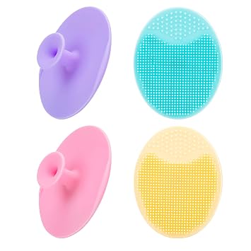 JEXCULL - Paquete de 4 cepillos de limpieza facial de silicona suave, exfoliante facial, espinillas, acné, poros, cepillo de lavado facial para limpieza profunda y cuidado de la piel