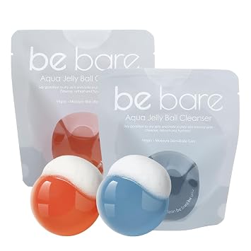 Naisture Bebare Jelly Ball Duo (2 piezas): limpiador coreano para el cuidado de la piel de lavado facial diario en rosa melocotón y aguamarina fresca
