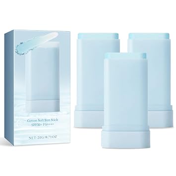 Sheghy - 3 unidades de barra solar suave de algodón SPF50+, protector solar coreano para el cuidado de la piel, protector solar ligero hidratante tintado, protector solar hidratante para cara y cuerpo, refrescante y no grasoso