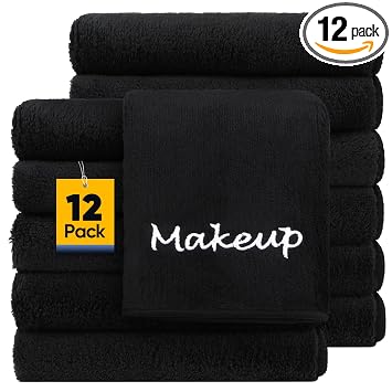 UNIMADE Makeup Remover Cloth, 12 Pack Black Facial Wash Cloths