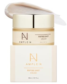 AMPLE:N Peptide Shot Cream - Crema hidratante facial coreana con 6 péptidos y extracto de oro para elasticidad de la piel e hidratación profunda, crema facial nutritiva antienvejecimiento para piel
