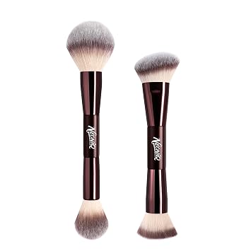 Cepillo de maquillaje de cara de 2 piezas, cepillo de maquillaje multifuncional de doble extremo