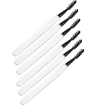 6pcs Eyelash Makeup Brushes and Eyebrow Mascara Applicators with Caps, Black Tube Handle Lash Wands for Precise Eye Makeup Application and False Lash Styling