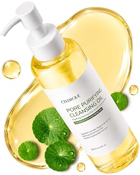 Aceite limpiador coreano removedor de maquillaje con LHA Centella Tea Tree Heartleaf Murwort y té verde | Limpiador ligero de poros profundos para espinillas sebo protector solar impermeable y piel sensible propensa al acné, 6.7 onzas