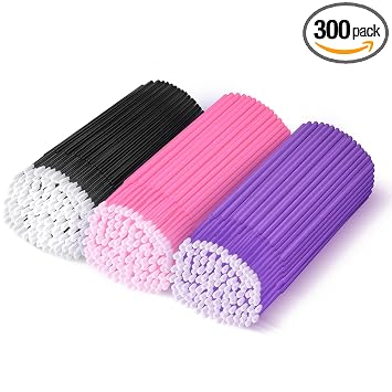 300 unidades de cepillo micro aplicador desechables para extensión de pestañas, micro hisopos de rímel para aplicación de maquillaje, 3 colores