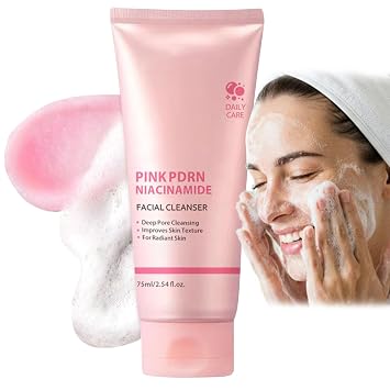 Pink PDRN - Limpiador facial de niacinamida, espuma iluminadora de poros profundos para piel radiante, cuidado de la piel coreano, 2.5 fl oz