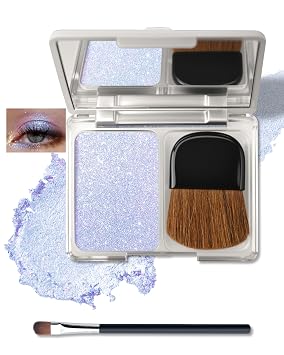 Paleta de sombra de ojos con purpurina azul y morado, paleta de maquillaje en polvo, iluminador de sombra de ojos brillante brillante, paleta de maquillaje en polvo, resaltadores faciales de larga