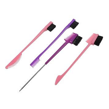NOLITOY Nylon Abs Maquillaje Cejas Cepillo Set 4 Piezas Doble Cabeza Ceja Cepillo Pestañas Peine Natural Ordenado Look Presente para Novia Color Aleatorio