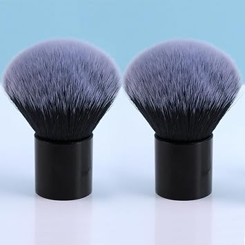 Brochas de maquillaje Kabuki, 2 piezas de brochas de maquillaje para polvo, brocha para base de polvo, para contorno, rubor, cepillo para licuadora facial, bronceador, cosméticos minerales,