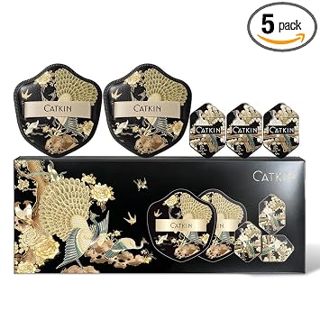 CATKIN 5 esponjas de maquillaje sin látex suave para base líquida corrector crema en polvo, esponja de belleza para maquillaje natural y duradero, negro, 3 XL y 2 mini