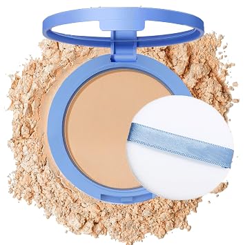 Polvos compactos para el rostro con control de aceite, maquillaje de fijación mate y suave, polvos de acabado duraderos e impermeables, cosméticos faciales ligeros libres de crueldad, 0.35Oz