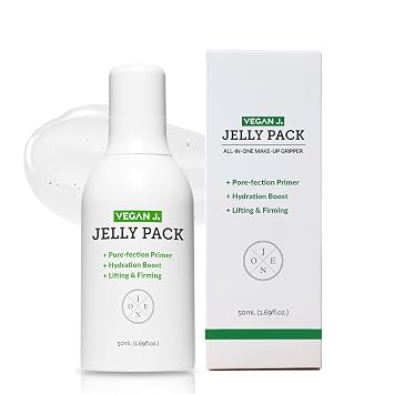 Vegan J Jelly Pack - Primer Gel multiusos | Niacinamida, reafirmante, hidratante, K-Beauty vegano | Perfeccionamiento de poros, elevación y suavizado | Cuidado de la piel listo para el maquillaje (1.7