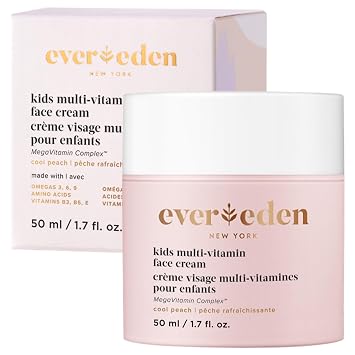 Evereden Crema facial para niños: melocotón fresco, 1.7 oz. | Loción facial natural y a base de plantas | Hidratante facial limpio y no tóxico | Cuidado de la piel multivitamínico para niños