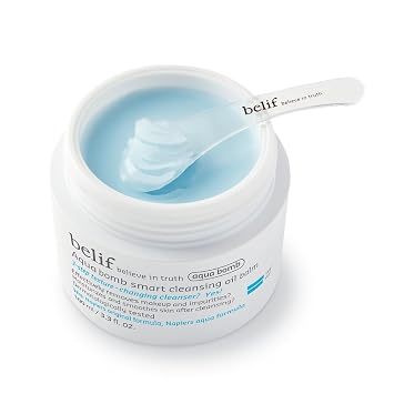 belif Aqua Bomb - Bálsamo limpiador para quitar maquillaje, hidrata y limpieza profunda en 1 paso, elimina el maquillaje y SPF, fórmula limpiadora de bálsamo a aceite, sin residuos grasos, cuidado de la piel coreano (3.3 onzas líquidas, nueva fórmula)