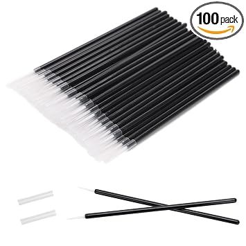 G2PLUS 100 brochas delineadoras de ojos, aplicadores de maquillaje puntiagudos desechables, pinceles de suero de pestañas negras y aplicadores de sombra de ojos para maquillaje profesional, maquillaje