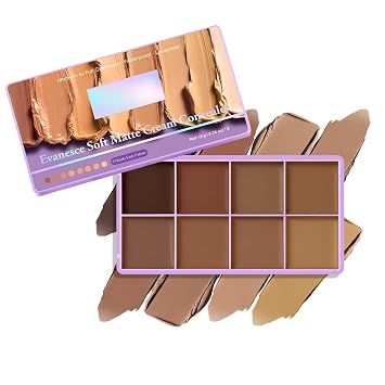 Paleta de base correctora de 8 colores en crema, paleta de correctores, crema correctora de color ilumina iluminador mezclable ojeras ojeras, imperfecciones cobertura completa paleta de maquillaje