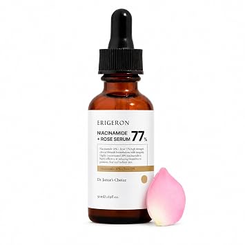 Suero de rosa 77% con 20% niacinamida – Cuidado de la piel coreano, poros y textura de la piel – Suero ultra hidratante, antioxidante, calmante y suave fórmula para todo tipo de piel, 1.69 onzas