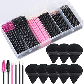 248 piezas de aplicadores de maquillaje desechables con esponjas triangulares, varitas de rímel, pinceles para labios/delineador de ojos, kit de aplicadores de maquillaje desechables para suministros