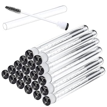 Juego de 20 tubos de cepillos de rímel desechables con 20 cepillos de pestañas para extensión de pestañas, varita de rímel