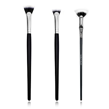 Juego de 3 brochas para pestañas y cejas – Cepillo de rímel, varita para pestañas, cepillo de abanico facial para aglutinar pestañas