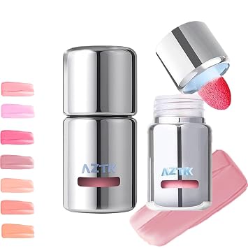Aztk Rubor Líquido, Aztk Rubor Líquido en Gel de Color Jelly, Rubor para las Mejillas, Loción de Rubores con Cabeza de Esponja, Alto Contenido de Pigmento, Larga Duración, Resistente al Agua, Acabado