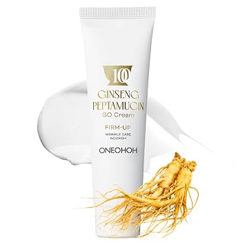 Ginseng Peptamucin GO Cream, ginseng rojo coreano + 8 péptidos + 5 humectantes reafirmantes de mucina vegetal para el cuidado reafirmante y de arrugas, crema facial coreana para el cuidado de