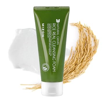 MIZON Espuma limpiadora real de arroz, espuma limpiadora, elimina la piel muerta, hidratante, calmante, hidratante, corrección de tono, cuidado de la piel coreano (5.1 fl oz 5.07 fl oz)