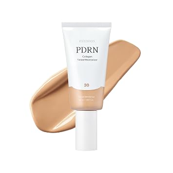 mixsoon PDRN Crema hidratante teñida con colágeno, base infundida para el cuidado de la piel con PDRN de arroz y péptidos, brillo vibrante 24 horas e hidratación luminosa, 10 tonos, 1.69 onzas