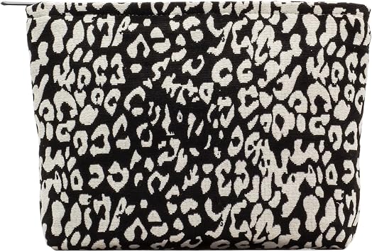 PAZIMIIK - Bolsa para maquillaje, estuche cosmético con cierre, negro (Leopard Black)