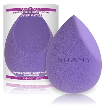 SHANY Perfect Finish - Esponja de maquillaje de tamaño completo, sin látex, esponja de belleza de microfibra para base, detalles de belleza y mezcla, color morado