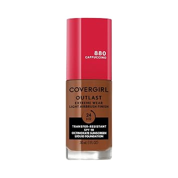 Covergirl Outlast Extreme Wear Base líquida 3 en 1 de cobertura completa, protector solar SPF 18, capuchino, 1 onza líquida.