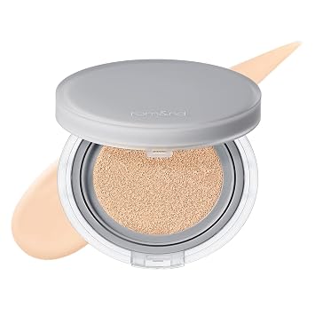 Rom&nd Cojín Nu Zero (03 Natural 21) de larga duración, alta cobertura, acabado semimate, tez impecable sin cara torcida, base de maquillaje y fijador, fina capa, base de cojín coreana