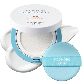 GOONGBE Cojín solar hidratante suave SPF 50 – Protector solar coreano hidratante y calmante de óxido de zinc – Cojín solar apto para viajes para bebés y niños – Vegano, seguro para arrecifes, libre de