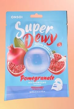 Super Dewy - Máscara facial coreana hidratante de granada, 0.74 onzas líquidas
